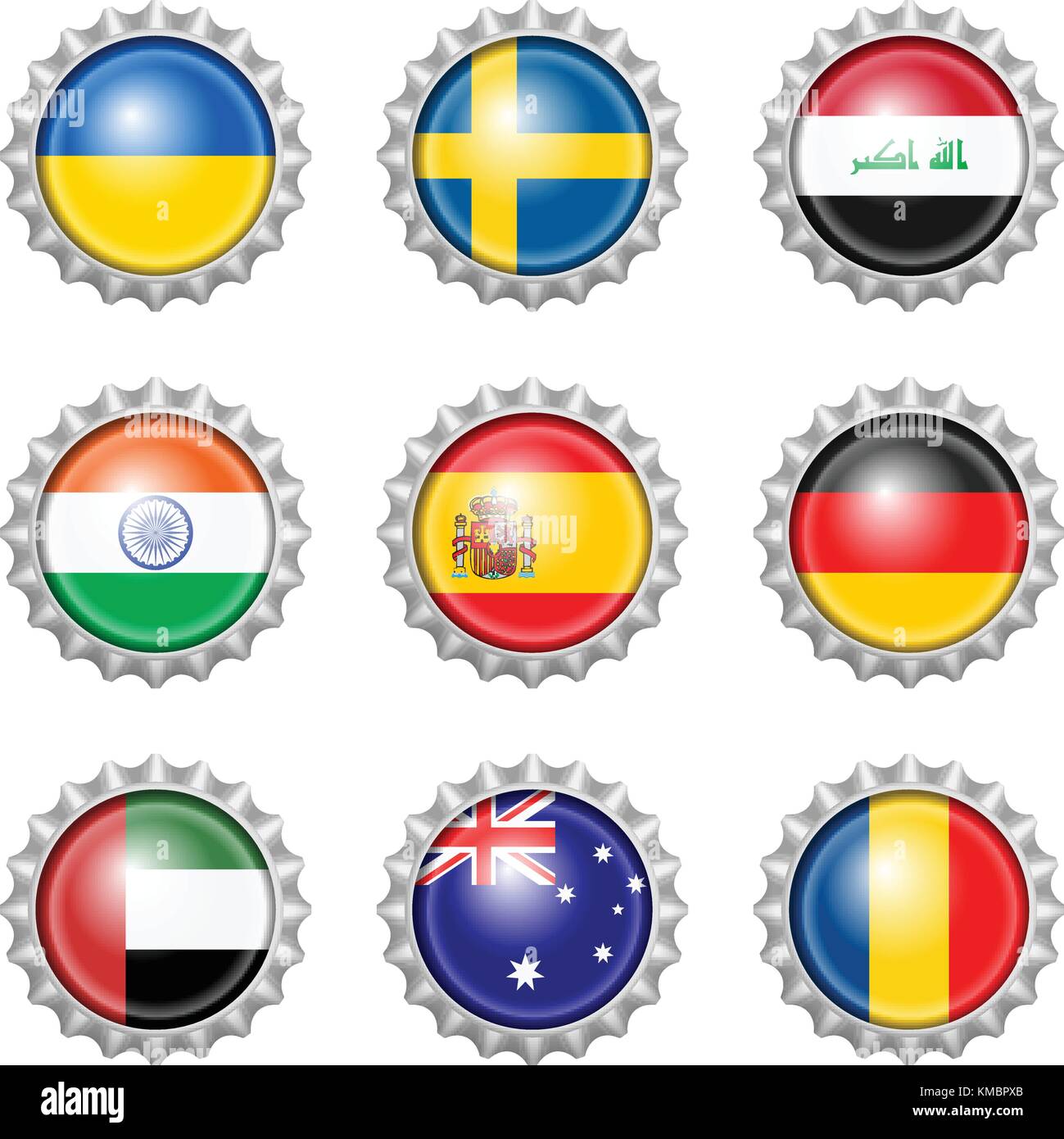 Bottle cap national flags on white background Stock Vector Image &amp; Art ...