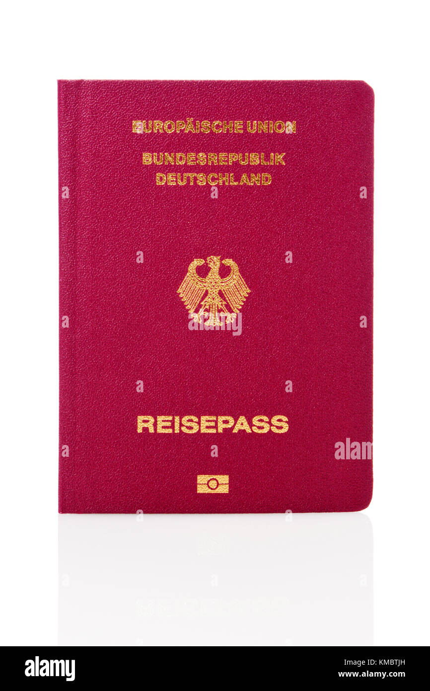 new german biometric passport isolated on white background Stock Photo