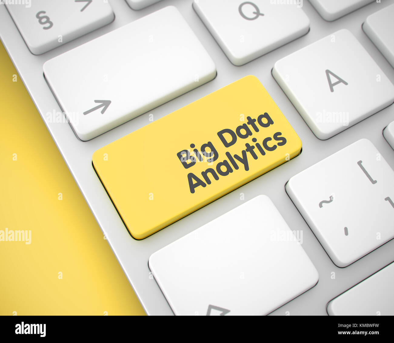 Big Data Analytics on the Yellow Keyboard Button. 3d. Stock Photo