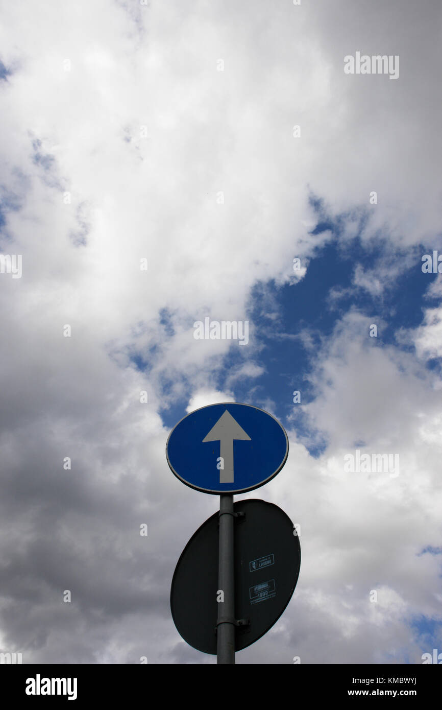 arrow sign sky traffic Stock Photo