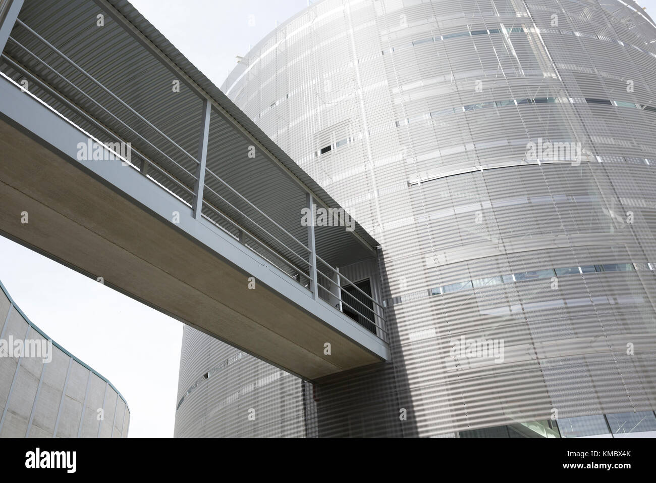 Architectural, modern building and elevated walkway Stock Photo
