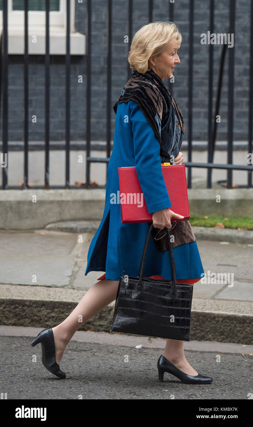 Leader of the House of Commons Andrea Leadsom leaves 10 Downing Street after the weekly cabinet meeting on 5 December 2017. Credit: Malcolm Park Stock Photo