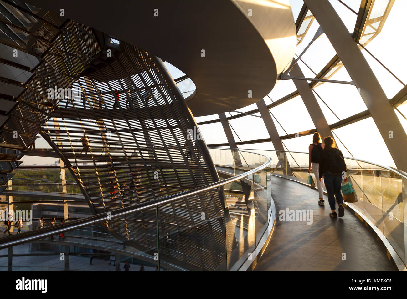 BERLIN, GERMANY - MAY 17, 2017: The Reichstag dome in Berlin opened to visitors. The Reichstag dome is a glass dome from architect Norman Foster, on t Stock Photo