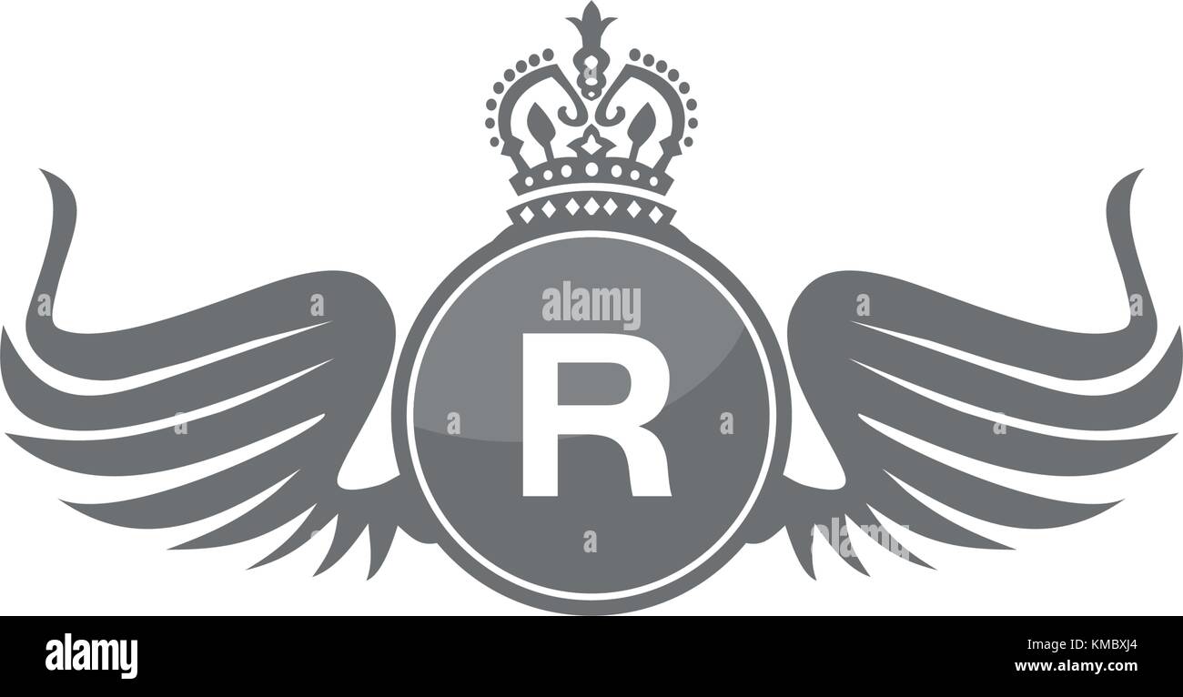 Wing Shield Crown Initial R Stock Vector Image & Art - Alamy