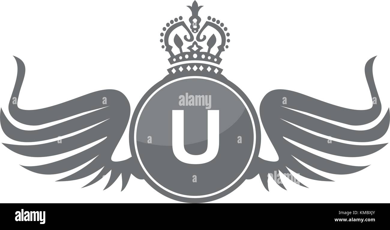 Wing Shield Crown Initial U Stock Vector Image & Art - Alamy