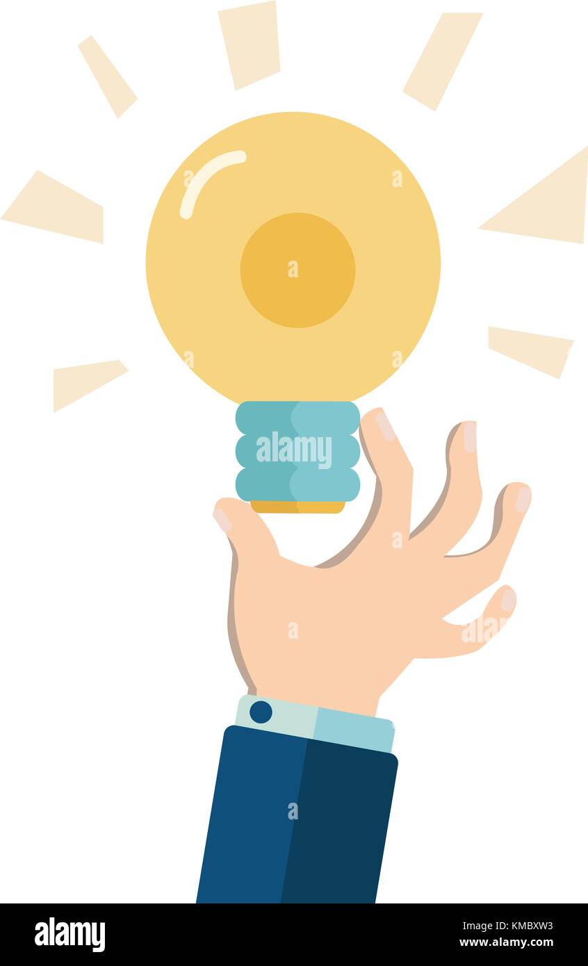 Business hand holding light bulb icons vector.Getting idea concept ...