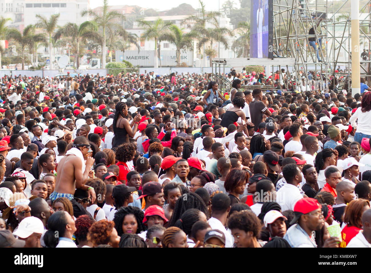 African Ethnicity crowd waiting for show in Luanda, Angola Stock Photo