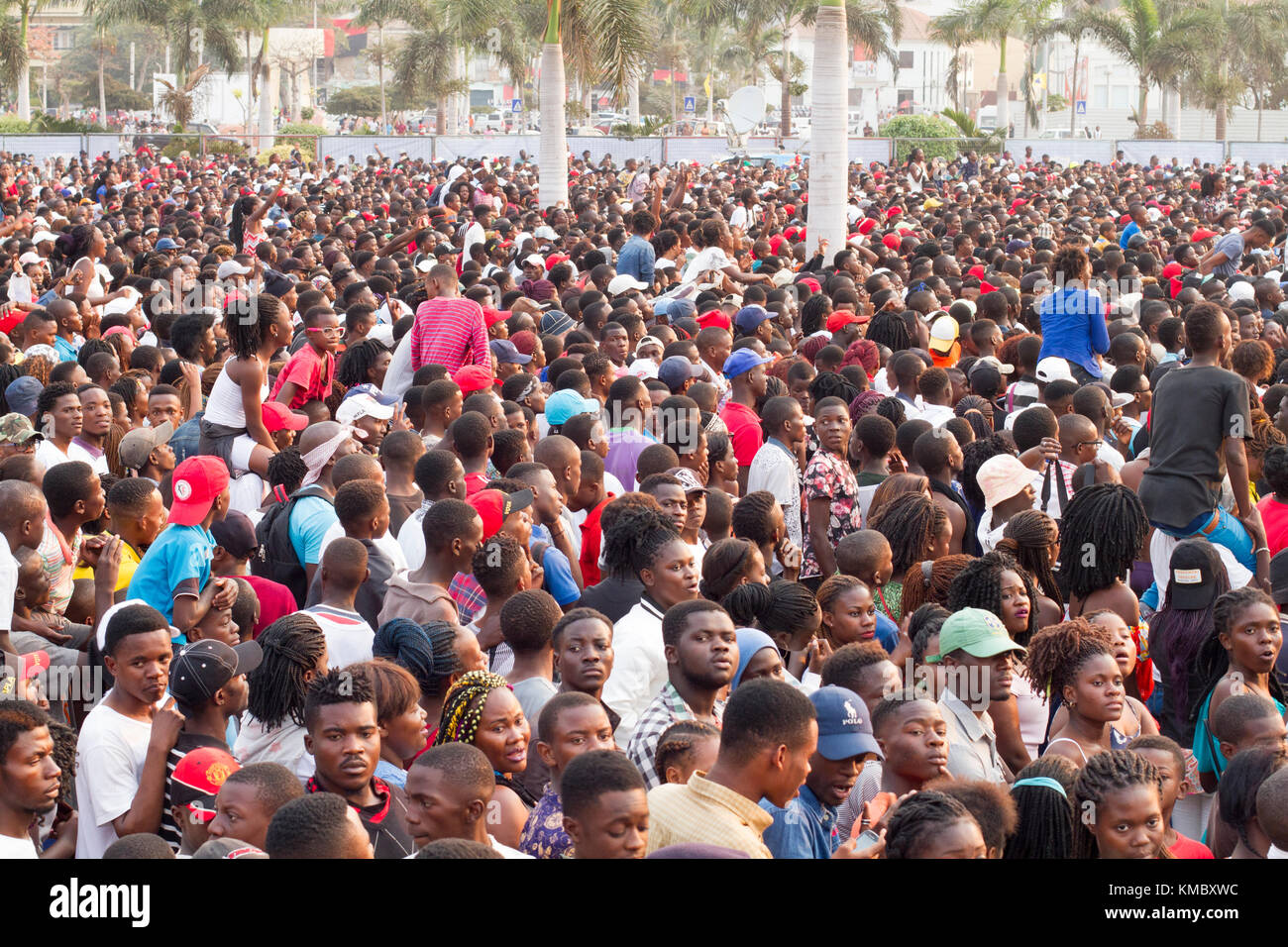 African Ethnicity crowd waiting for show in Luanda, Angola Stock Photo