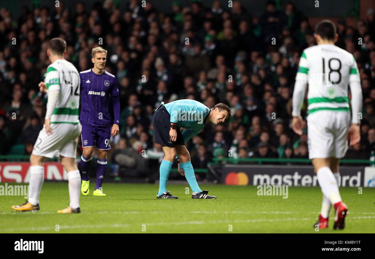 Referee Matej Jug during the UEFA Champions League match at Celtic Park ...