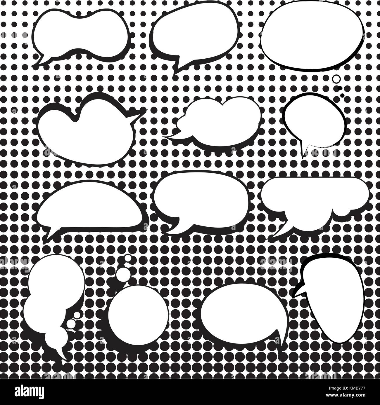 Comic speech bubbles set with halftone background vector Stock Vector ...