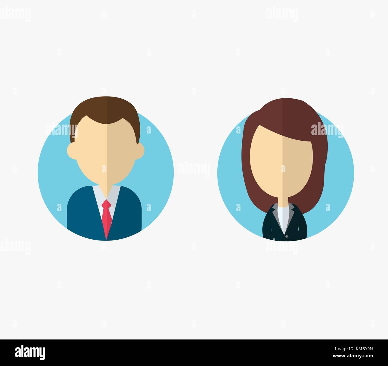 Flat businessman and businesswoman characters. Vector avatars profile no face.Vector portraits. Stock Vector