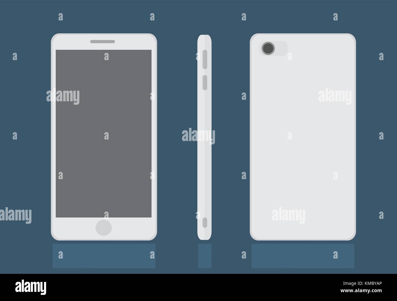 Realistic modern smart phone set,mock up Vector illustration Stock Vector