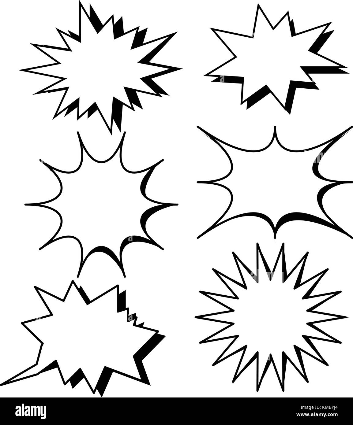 Blank template comic text speech bubble star set vector.Dialog empty box space with isolated white background.comics book sketch explosion sudden burs Stock Vector