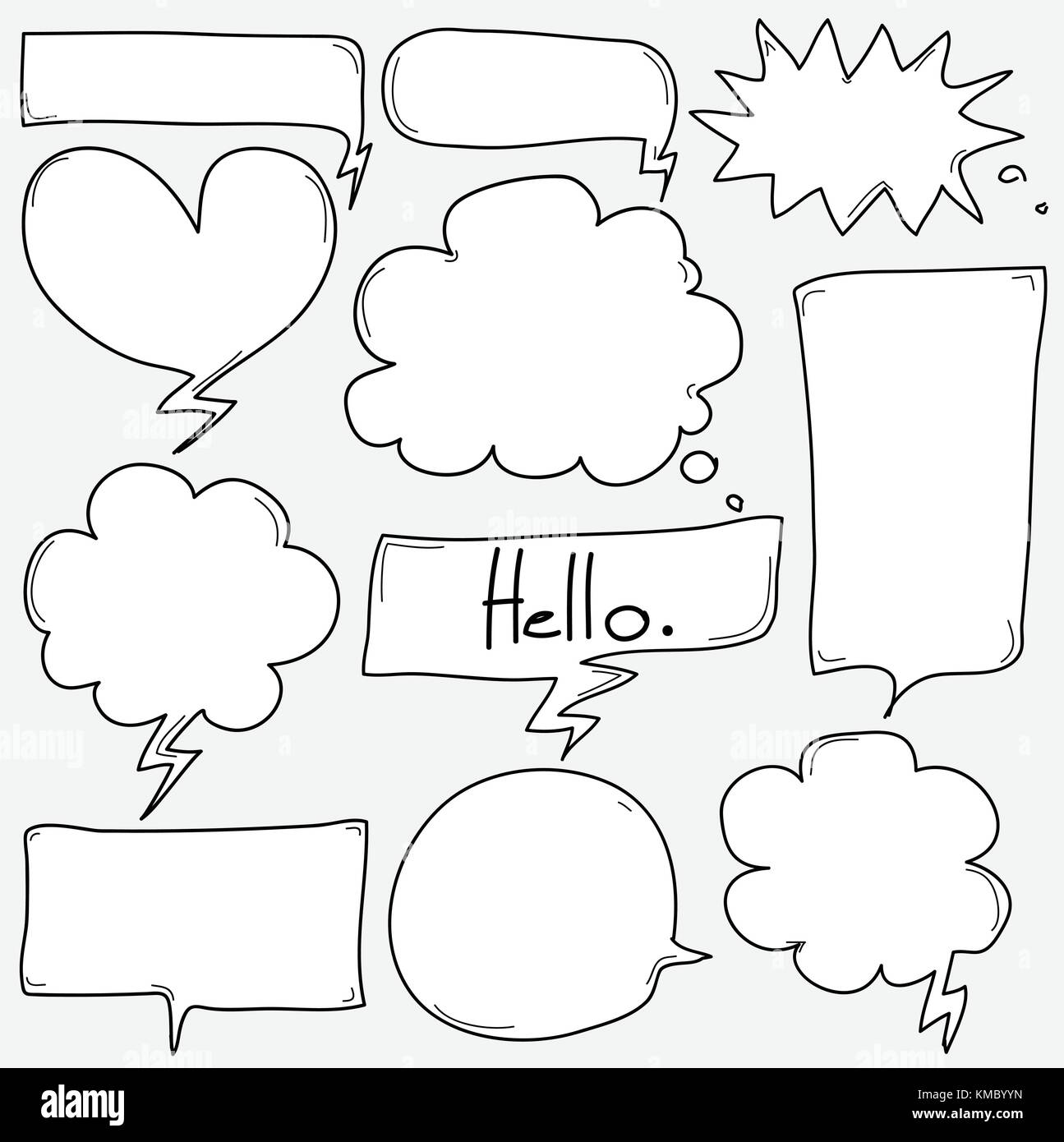 Hand Drawn Bubbles Set. Vector Illustration Stock Vector Image & Art