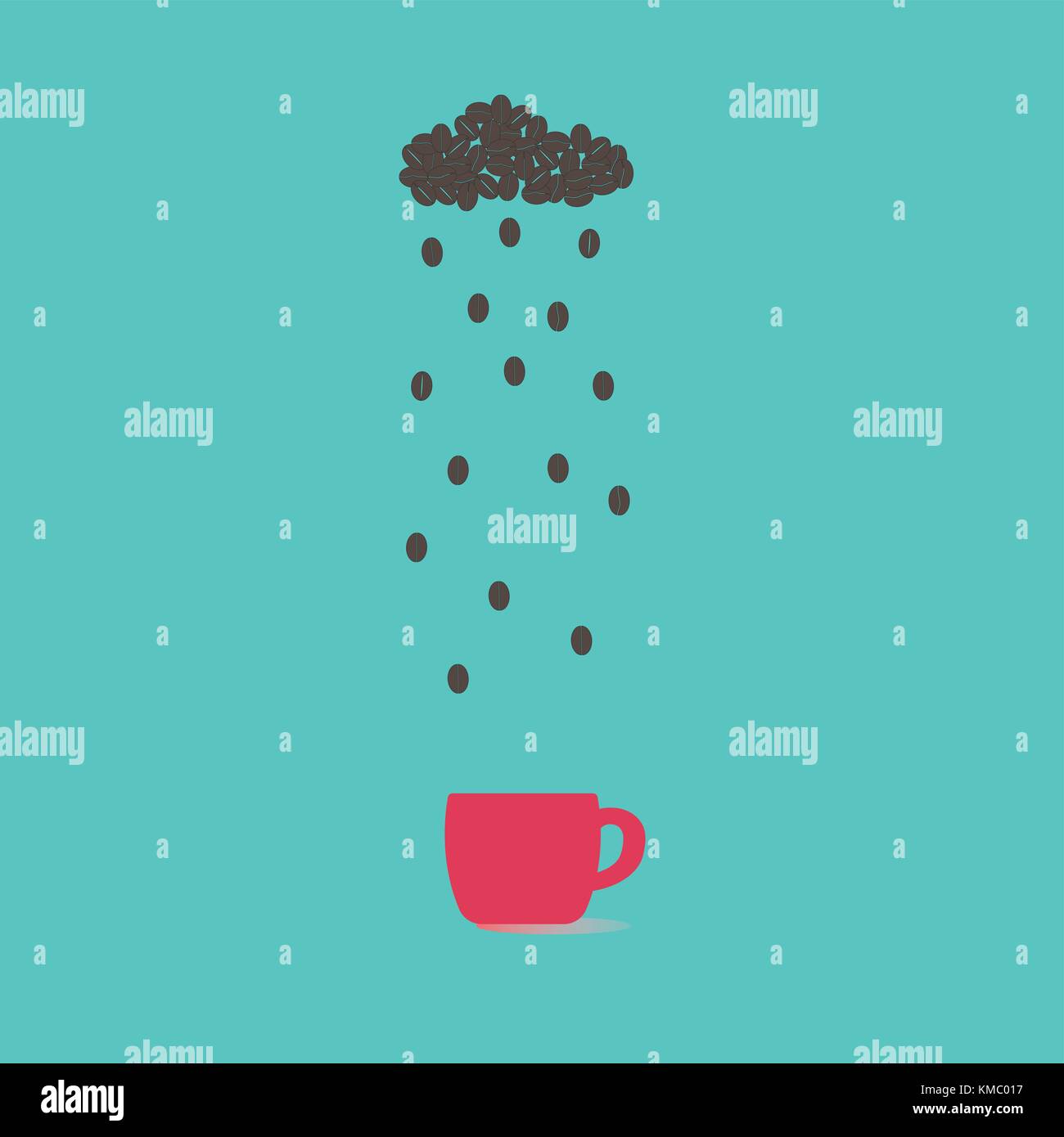 Coffee beans in shape of rainy cloud. Weather concept. Stock Vector