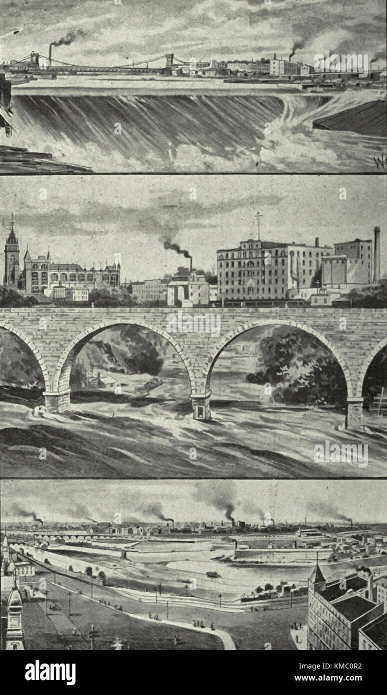 Views of Minneapolis, Minnesota in 1891 Stock Photo
