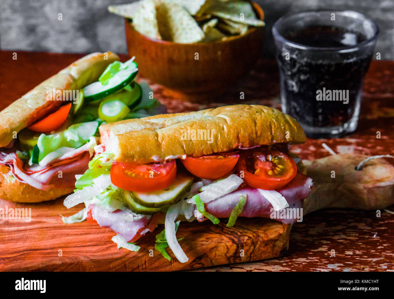 Italian Hoagie With Ham And Vegetables Stock Photo Alamy