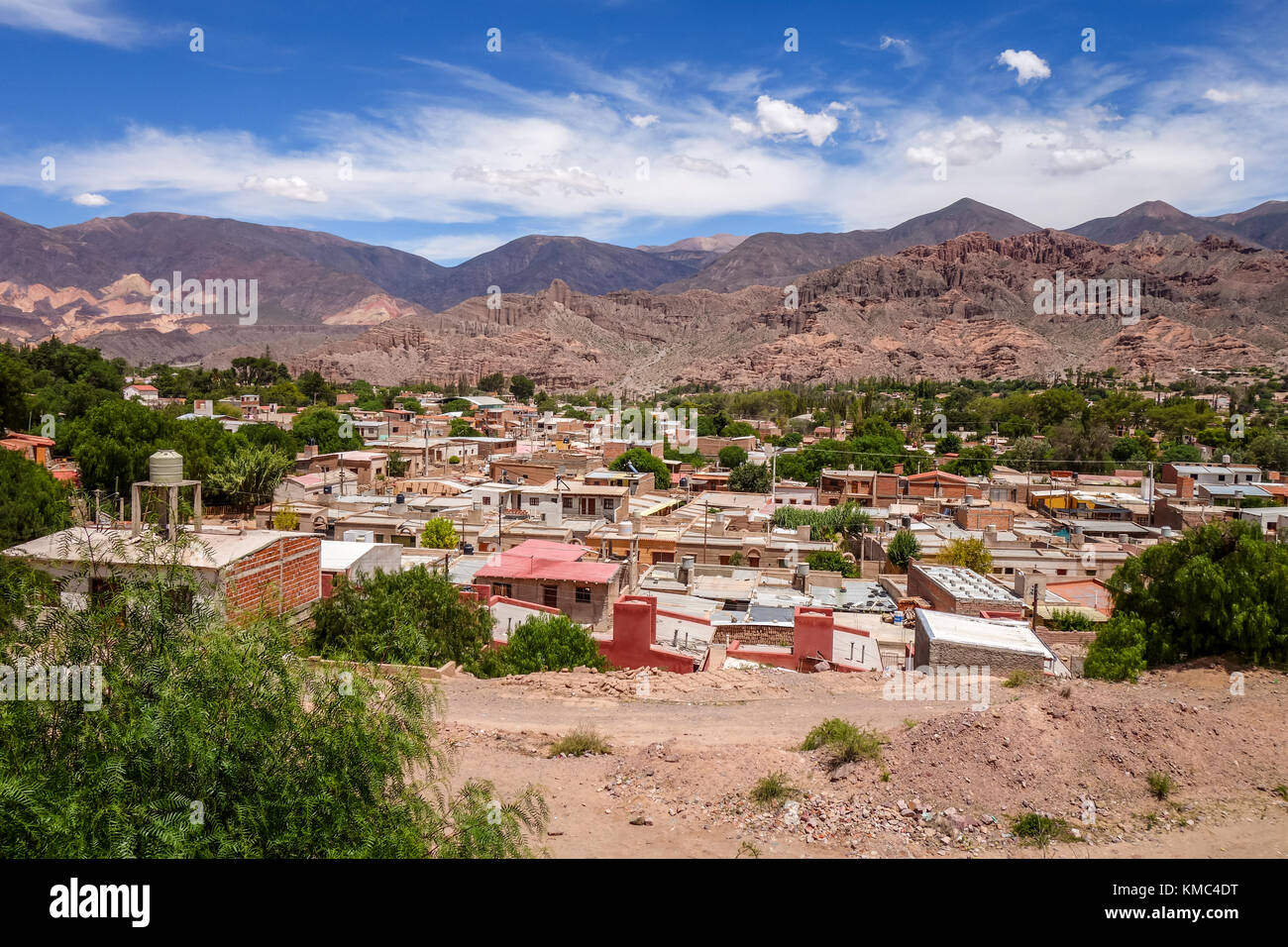 Tilcara city and quebrada mountains landscape, Jujuy, Argentina Stock Photo