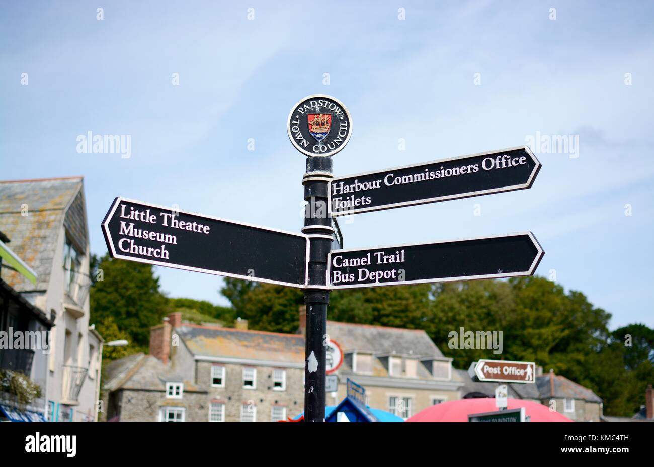 Padstow town tourist information sign, Padstow, Cornwall, England, UK