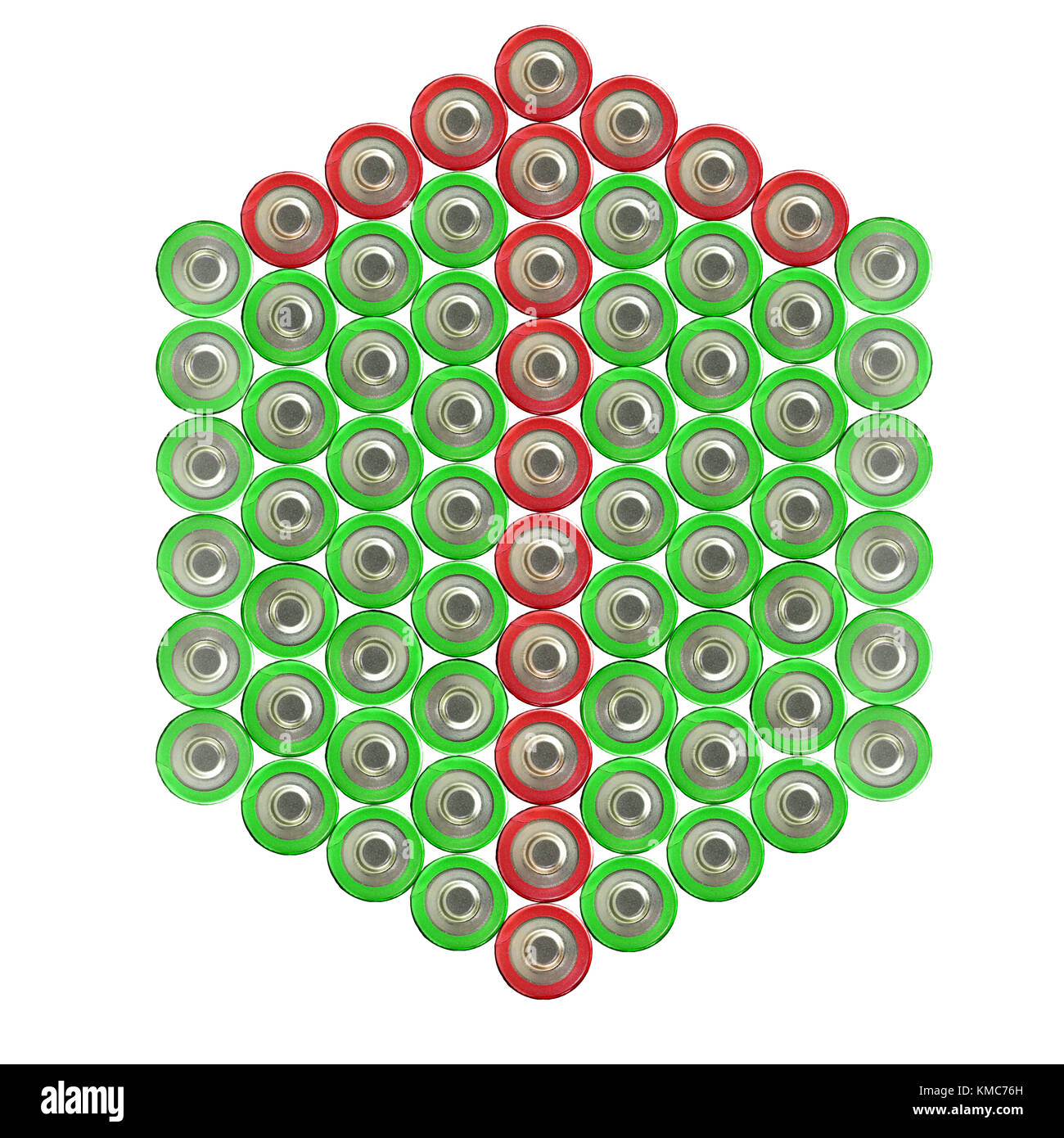 Arrow to the Down of the red battery on the background of green