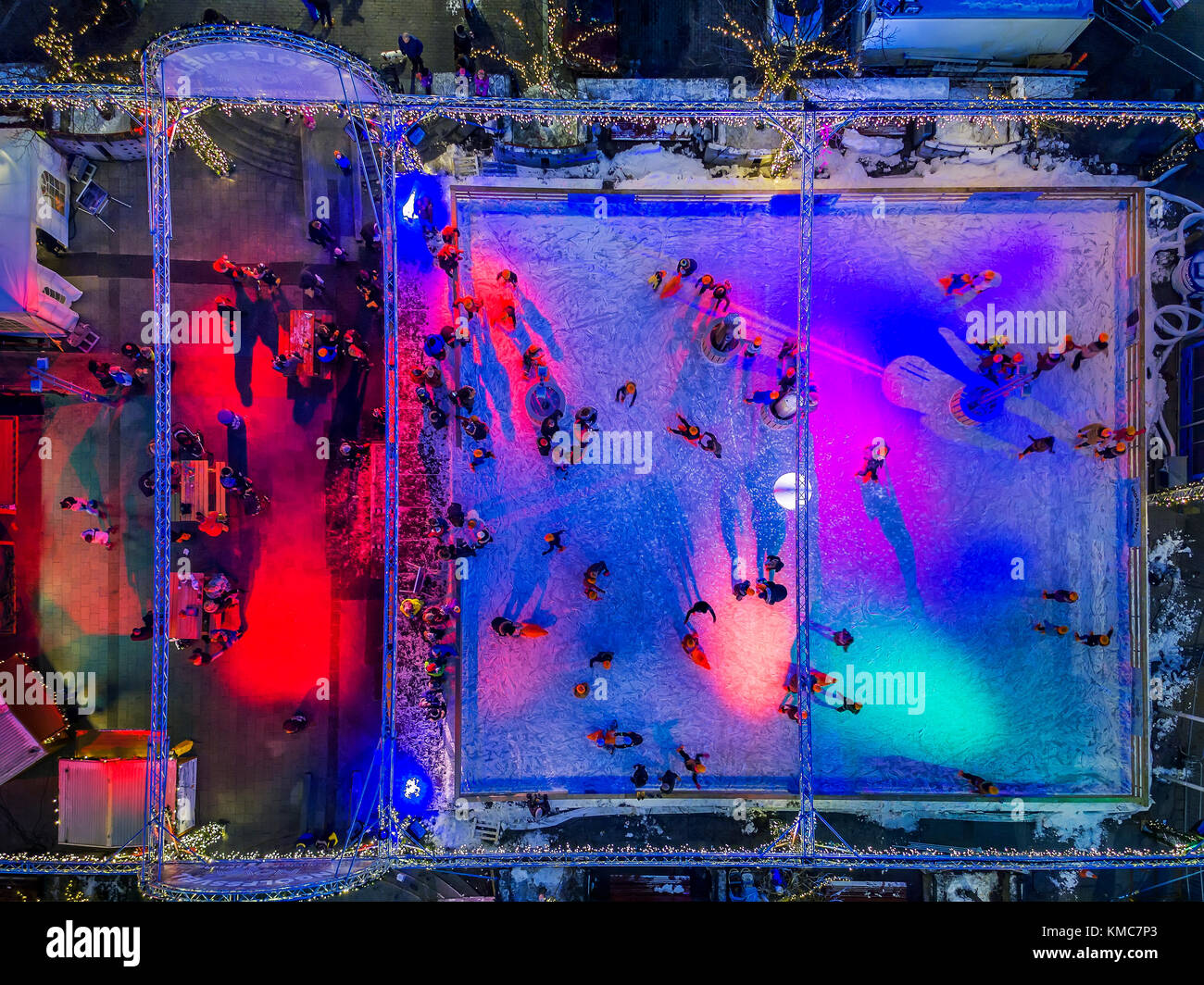 Ice Skating Rink, Winter, Reykjavik, Iceland. This image is shot using a drone Stock Photo Alamy