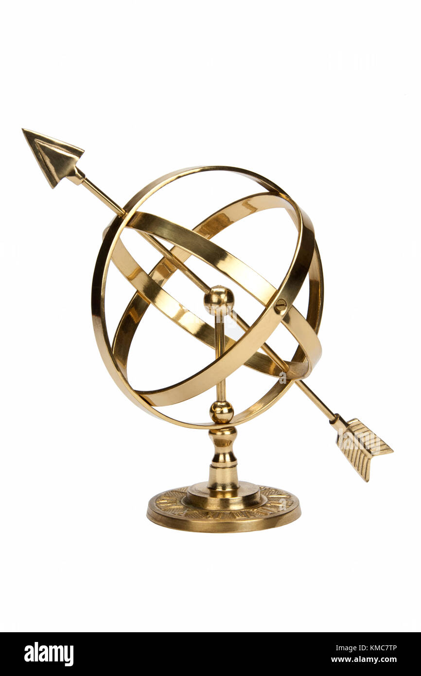 Armillary Sphere or Armilla - a celestial globe consisting of metal hoops. Used by early astronomers to determine the positions of stars Stock Photo