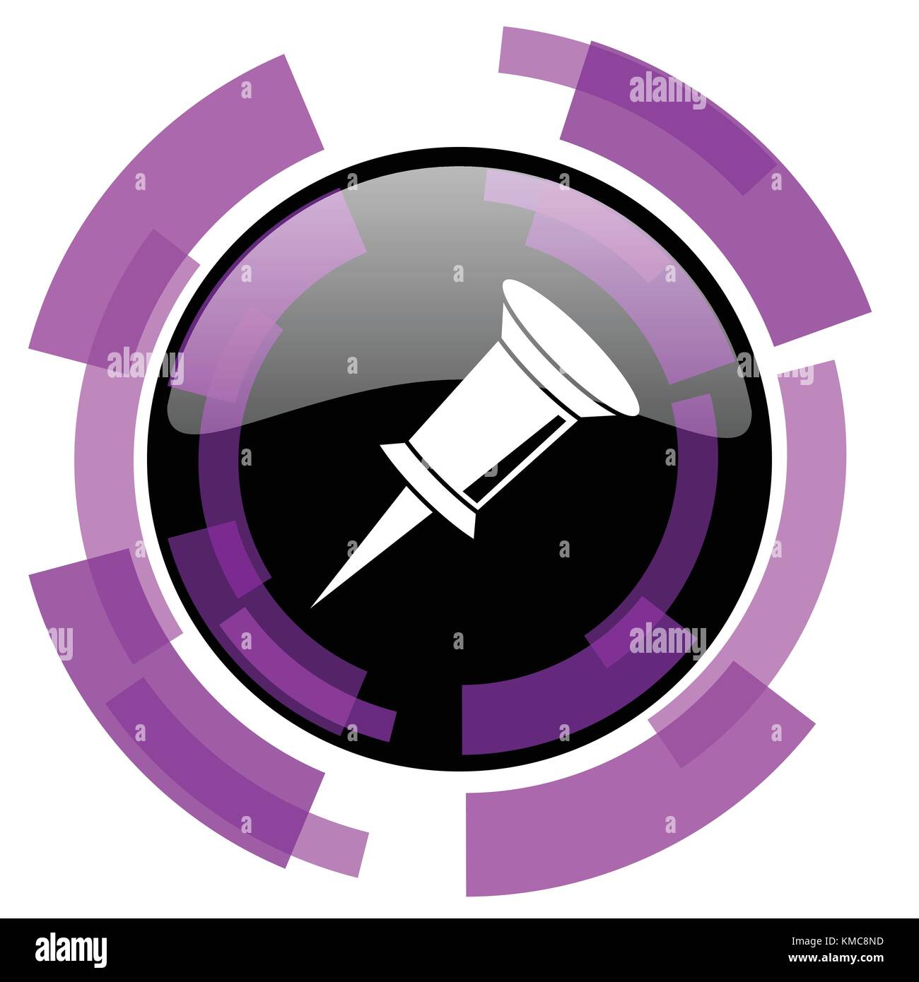 Pin pink violet modern design vector web and smartphone icon. Round ...