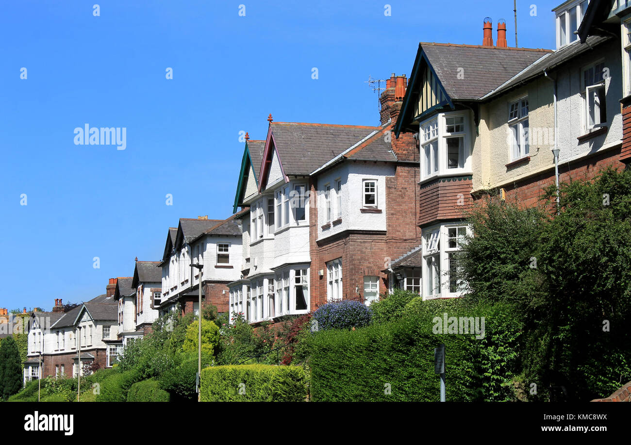 Row of modern houses in street, Scarborough, England. Stock Photo