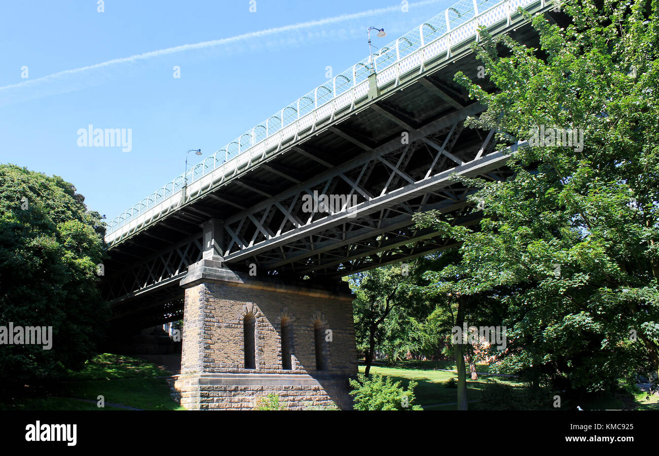 Low angle view of Valley Bridge in Scarborough Town, North Yorkshire, England. Stock Photo