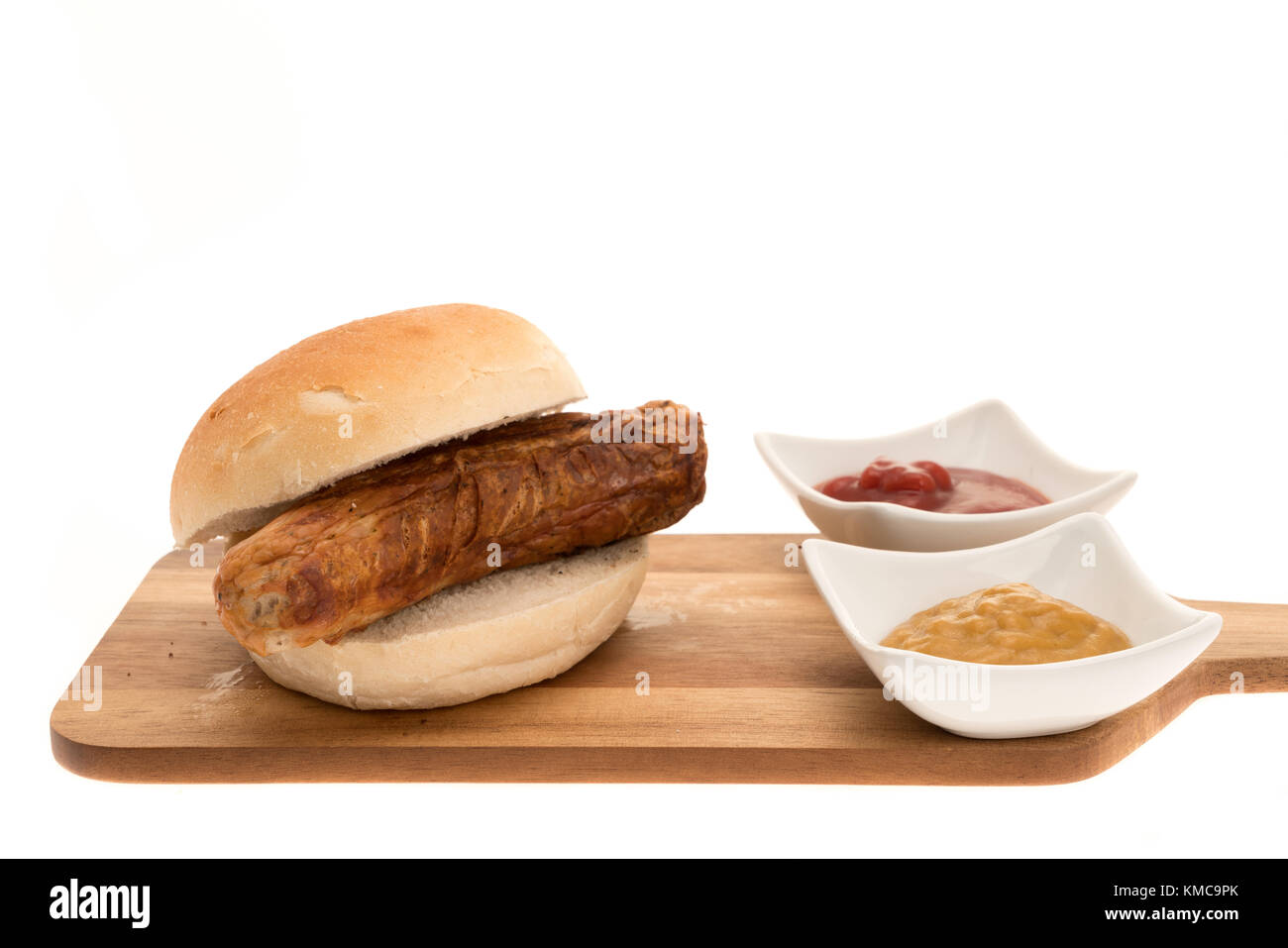Bratwurst sausage in bun mustard hires stock photography and images