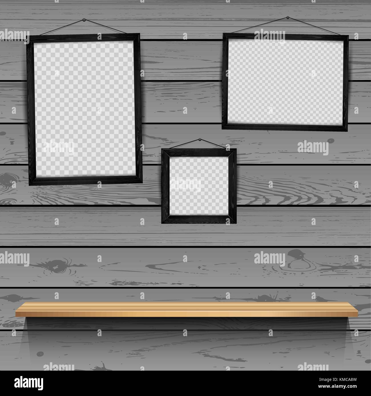 shelf photo frames wooden background Stock Vector Image & Art Alamy