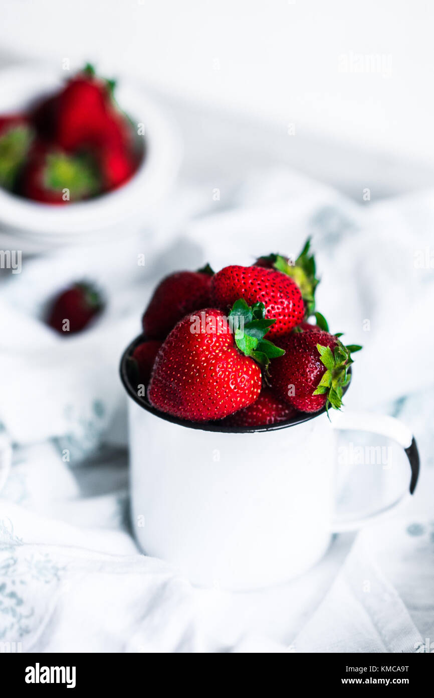 Fresh strawberries on white background Stock Photo - Alamy