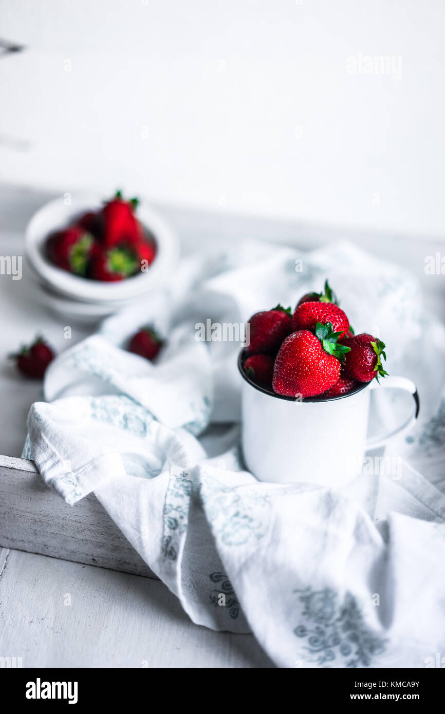 Fresh strawberries on white background Stock Photo - Alamy