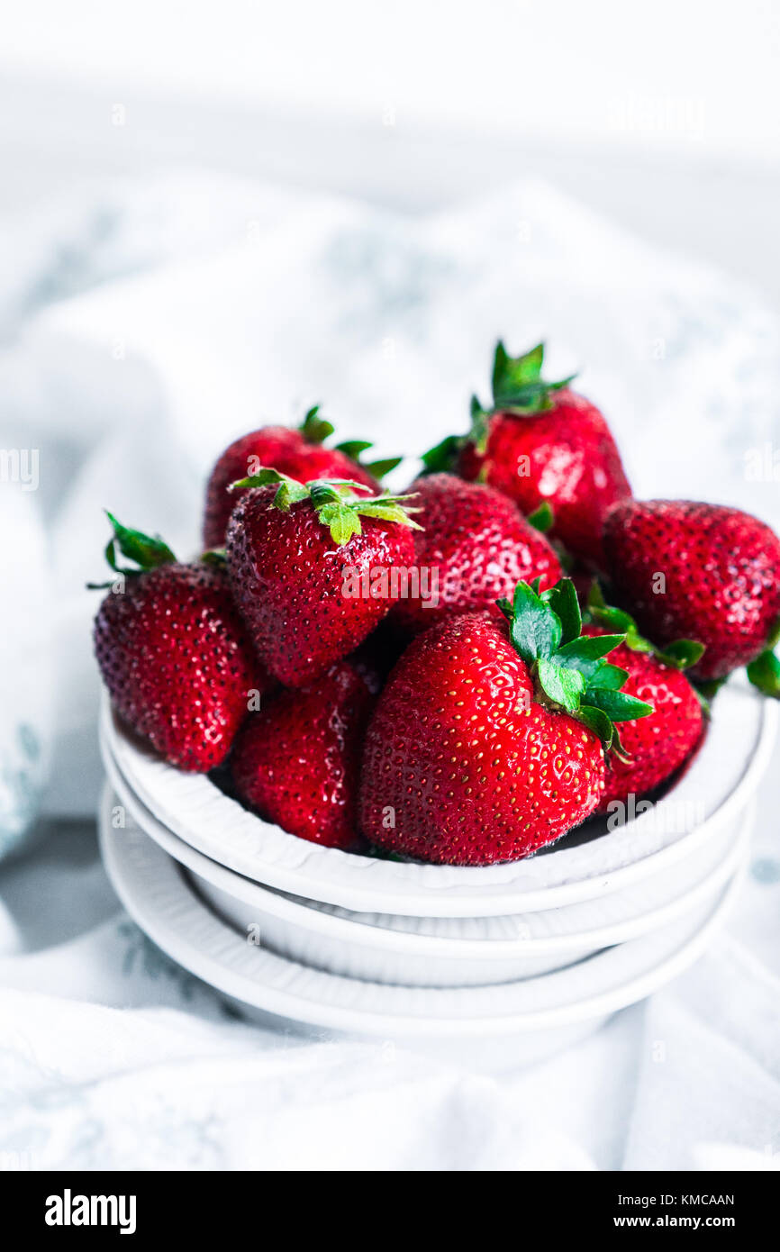 Fresh strawberries on white background Stock Photo - Alamy