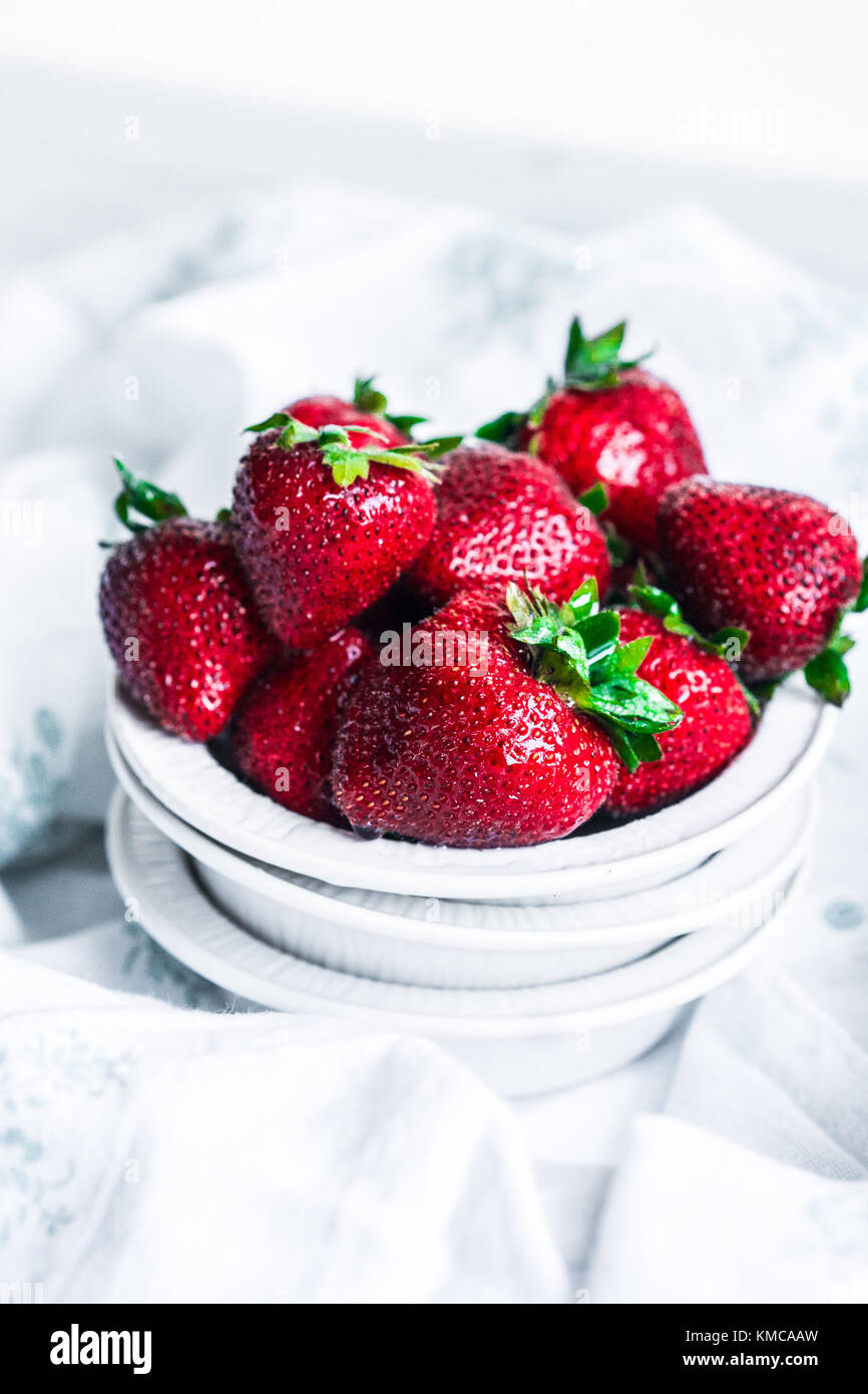 Fresh strawberries on white background Stock Photo - Alamy