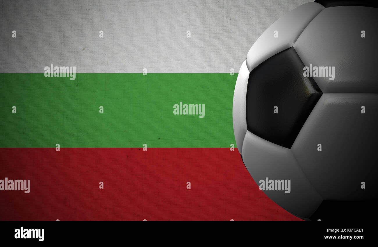 Soccer football against a Bulgaria flag background. 3D Rendering Stock