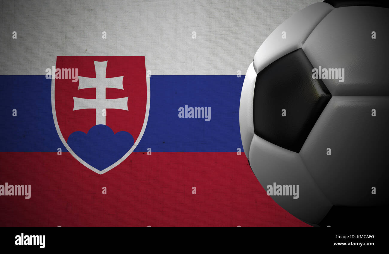 Soccer football against a Slovakia flag background. 3D Rendering Stock