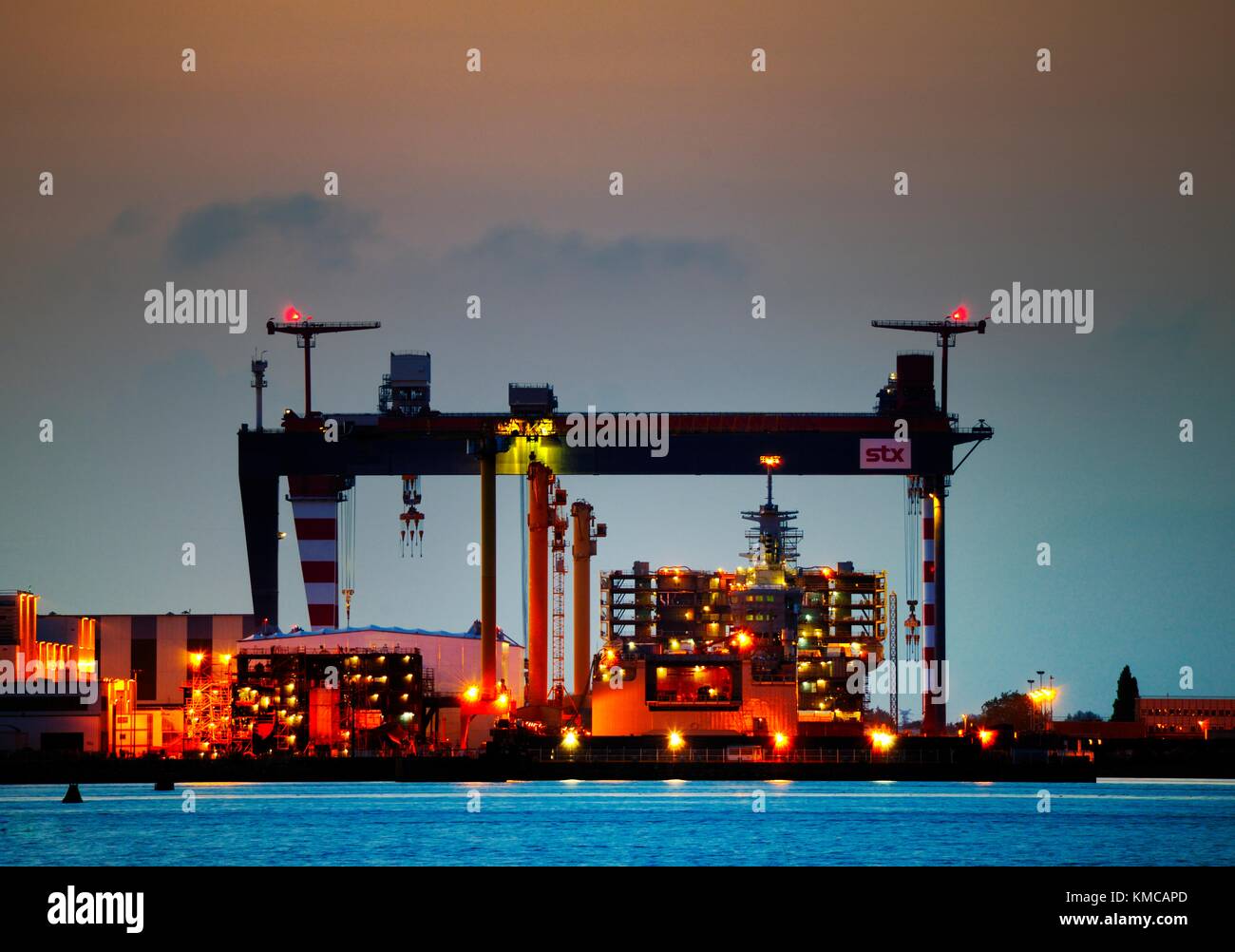 Massive Chantiers de l’Atlantique shipyard construction dry docks