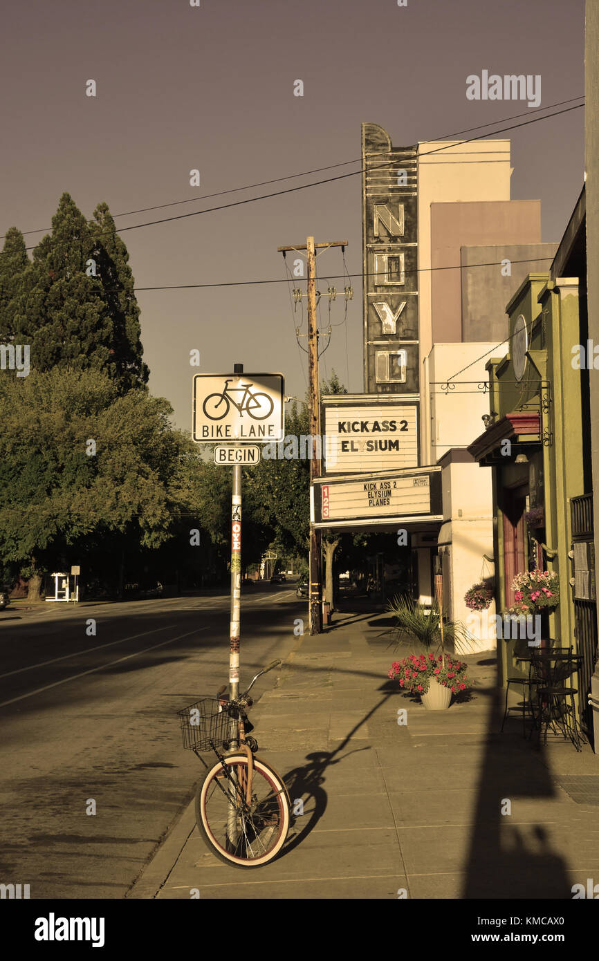WILLITS, CA, USA AUGUST 15 Willits cinema in sepia tone on August 15
