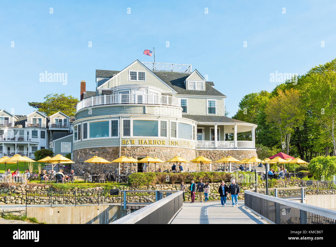 Bar Harbor, USA June 8, 2017 Oceanfront resort inn with waterfront