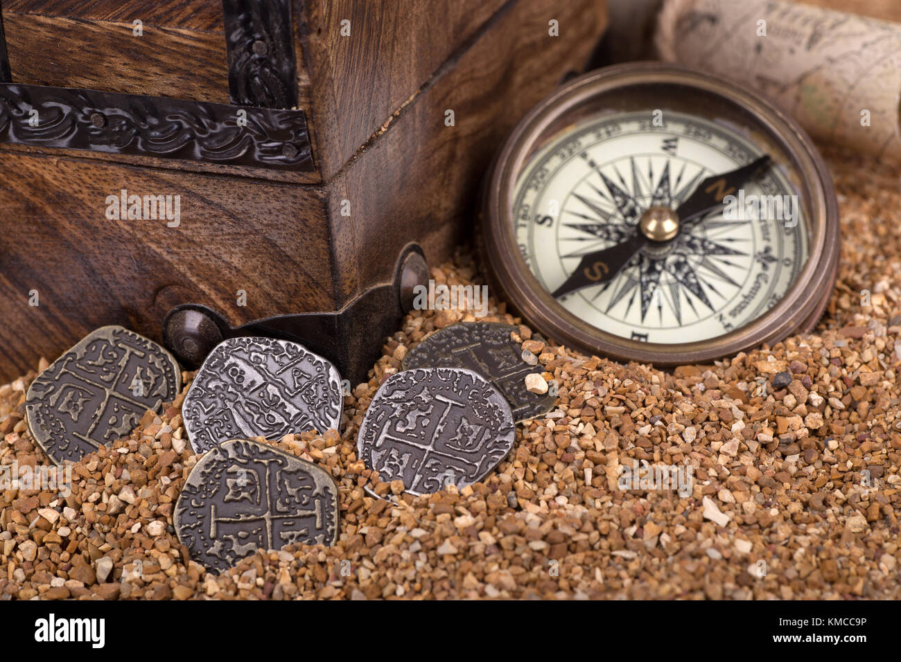 Travel Accessories Scroll Compass Chess Treasure Trove Of Antique Maps  Stock Photo - Download Image Now - iStock