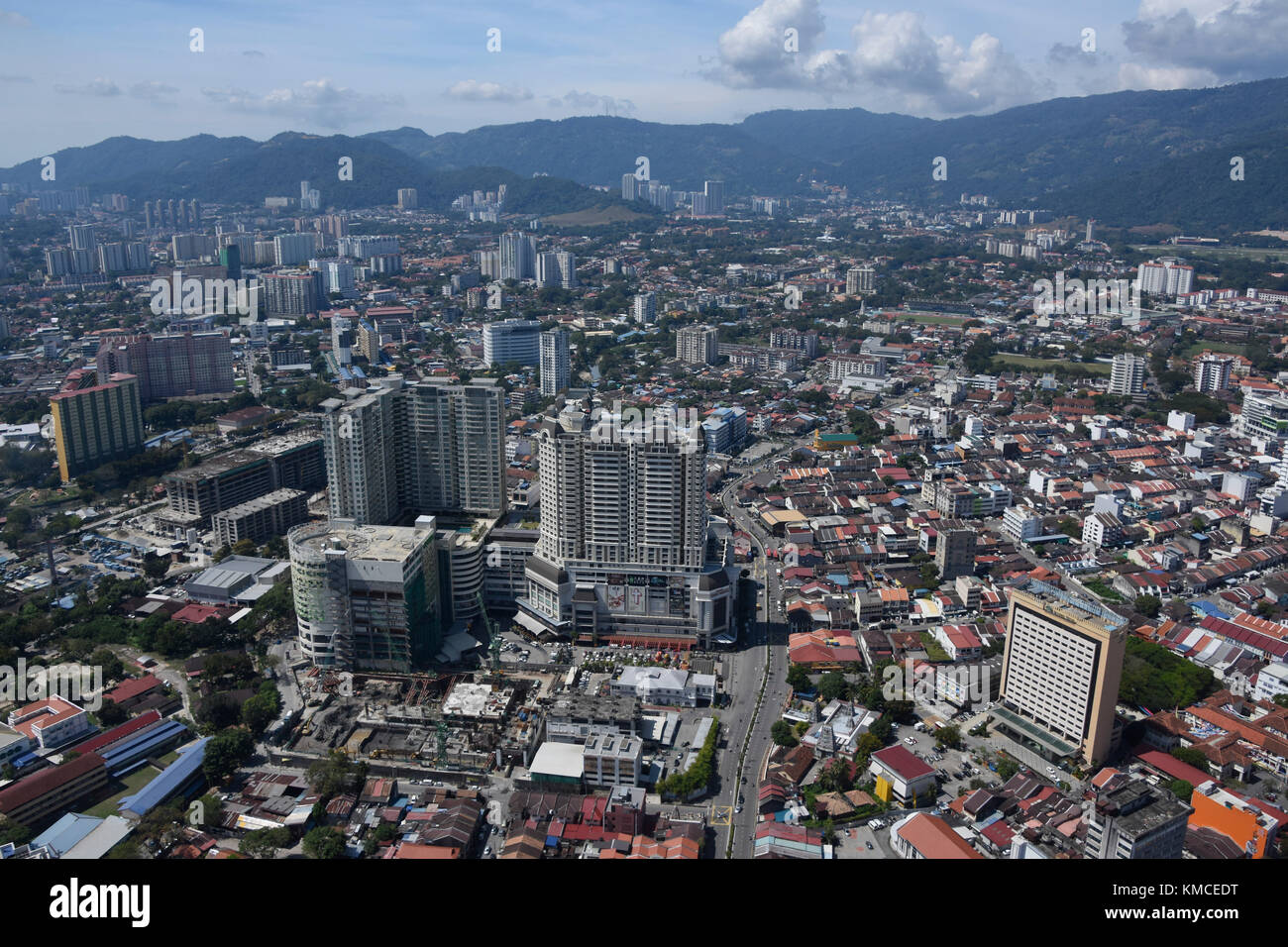 View of the harbour of George Town from the 66th Floor of the Komtar Tower Stock Photo