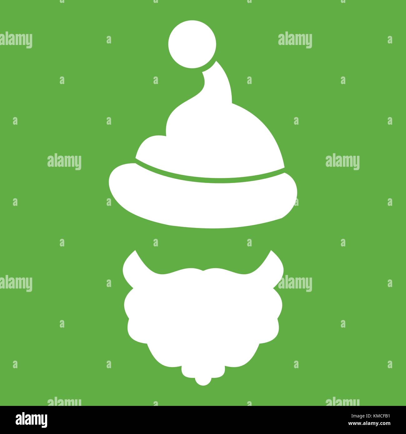 Santa Claus hat and beard icon green Stock Vector Image & Art - Alamy