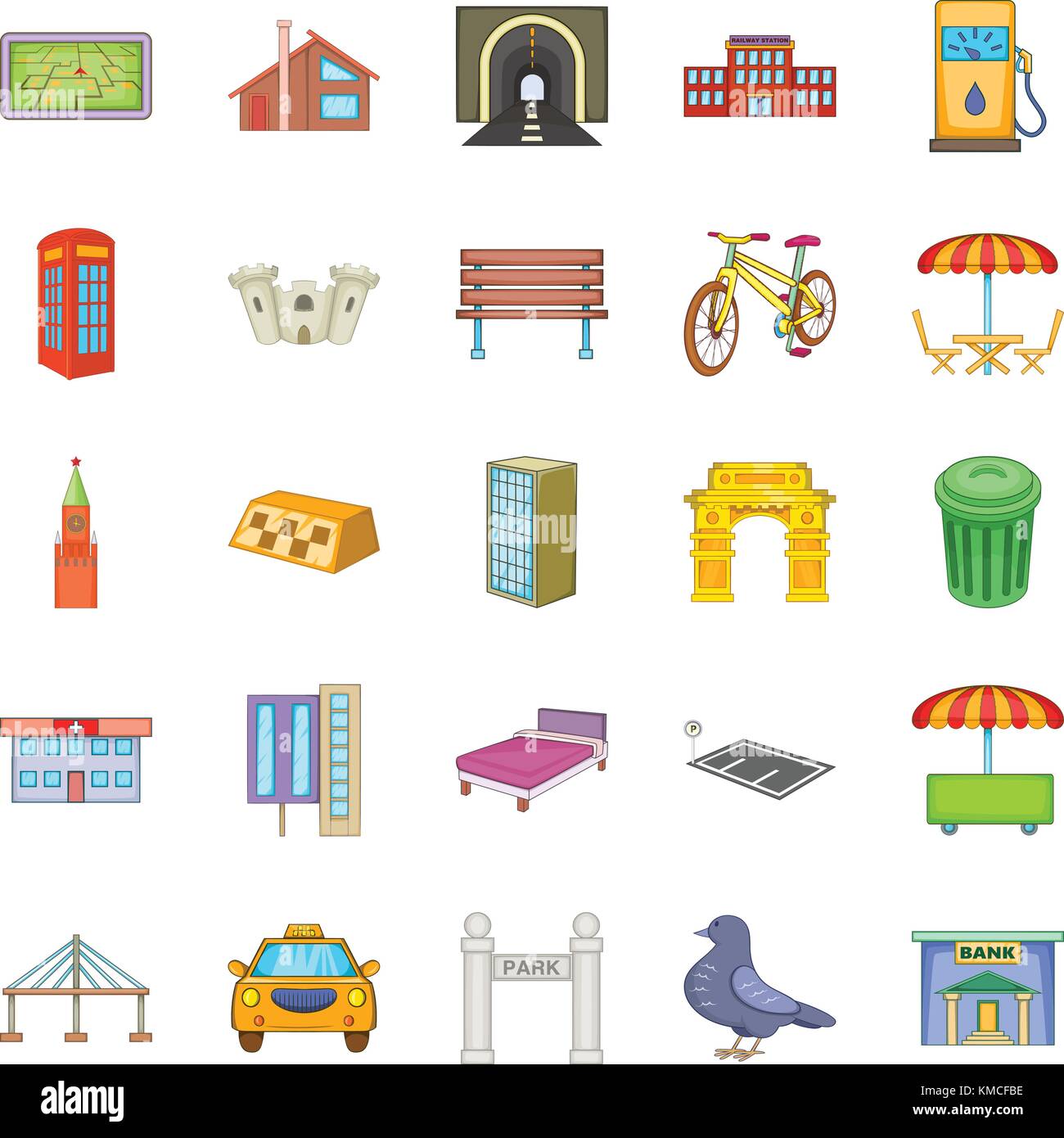 Metropolis icons set, cartoon style Stock Vector Image & Art - Alamy