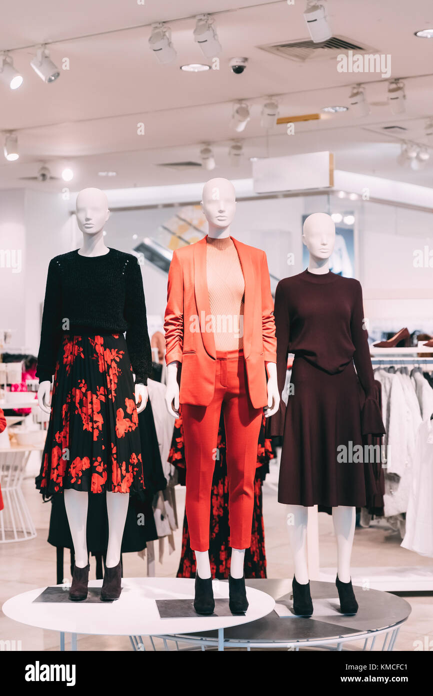 Mannequins Dressed In Female Woman Casual Clothes In Store Of Shopping