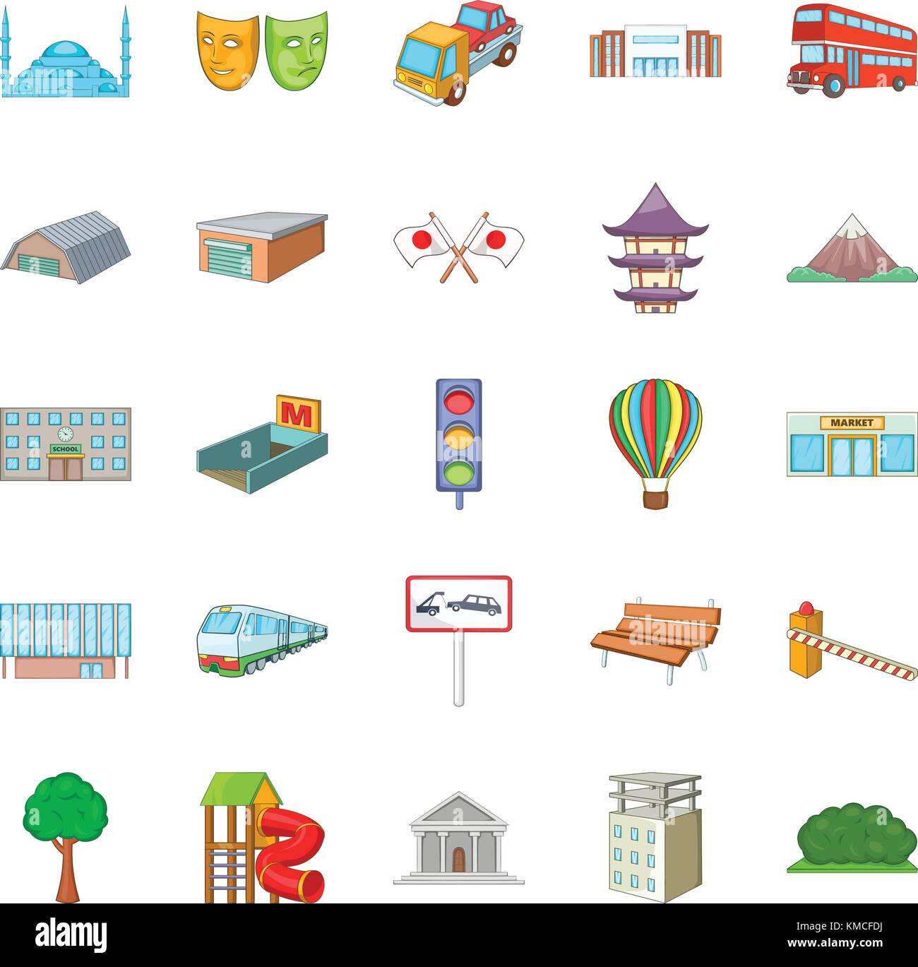 Metropolitan power icons set, cartoon style Stock Vector Image & Art ...