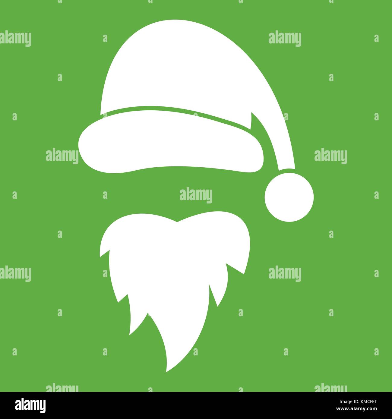 Santa Claus hat and beard icon green Stock Vector Image & Art - Alamy