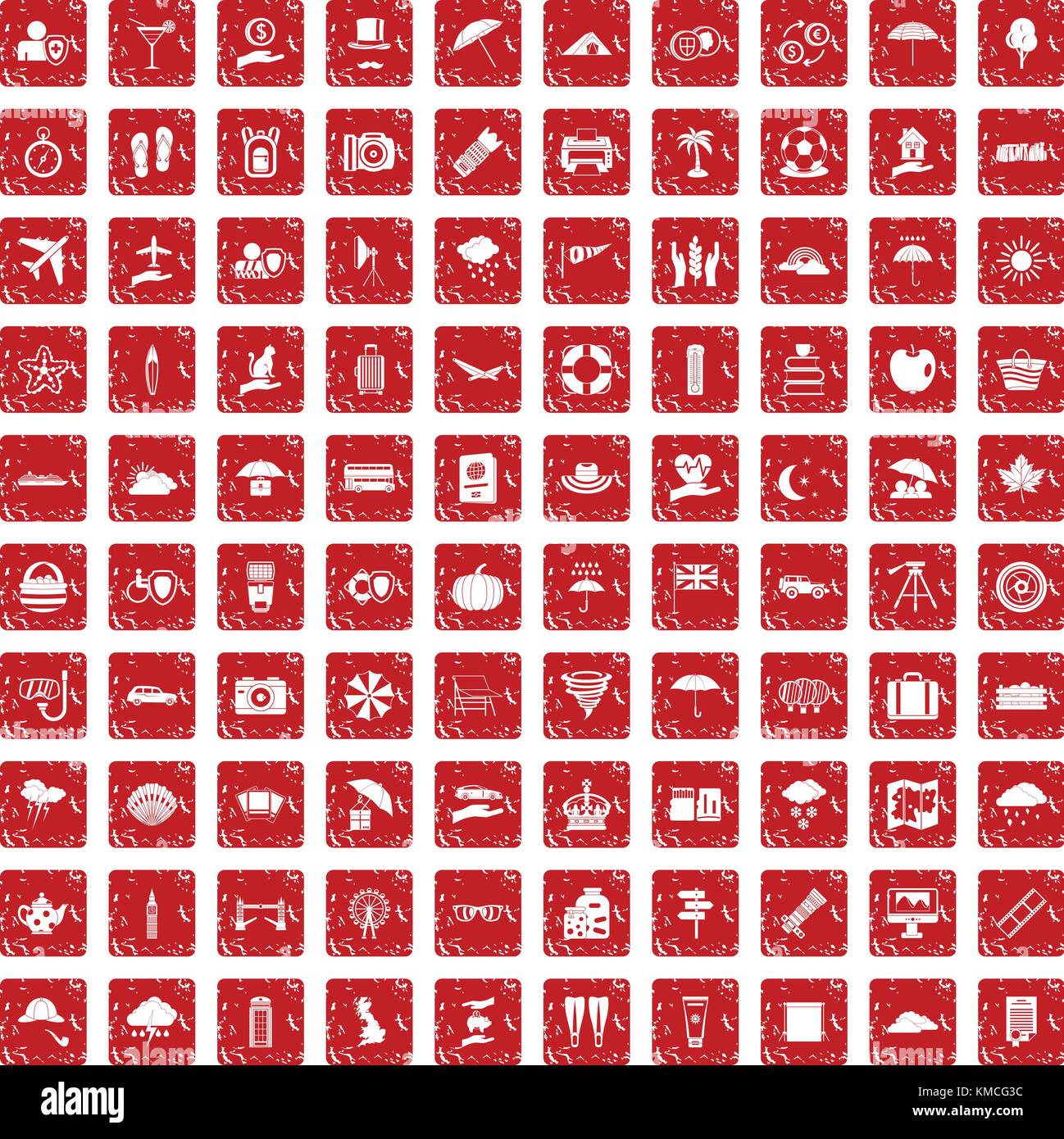 100 umbrella icons set grunge red Stock Vector Image & Art - Alamy