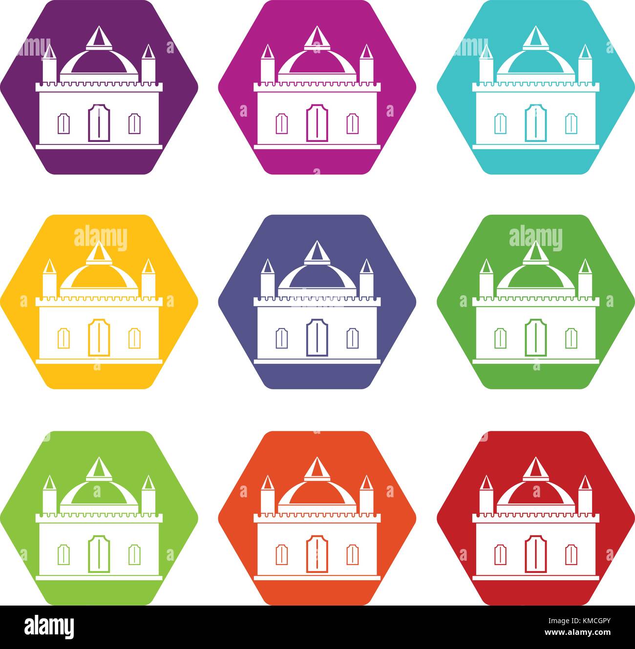 Royal castle icon set color hexahedron Stock Vector Image & Art - Alamy