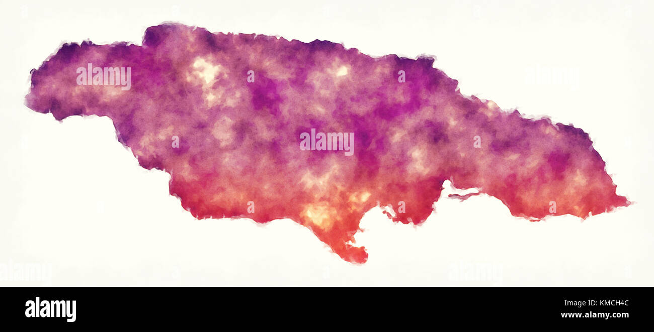 jamaica-watercolor-map-in-front-of-a-white-background-stock-photo-alamy
